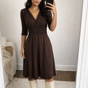 Mikarose Valerie Chocolate Brown Midi Dress Size XS